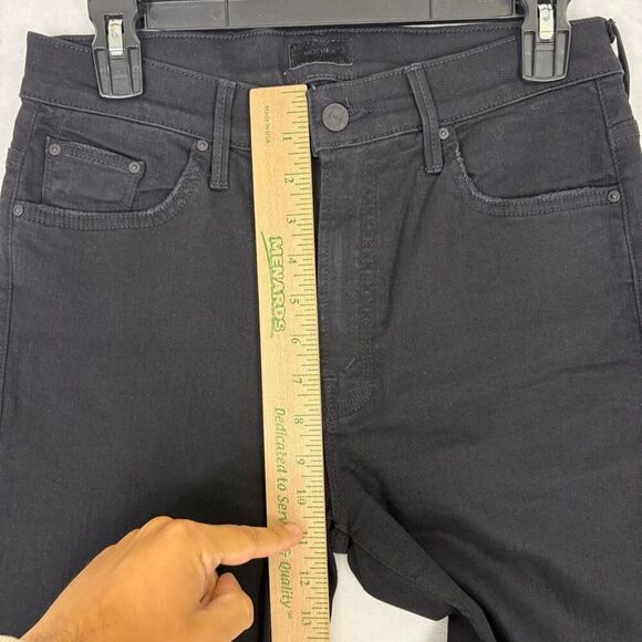 Mother High Waisted Black Insider Crop Step Fray Jeans Size 29 - Picture 6 of 14